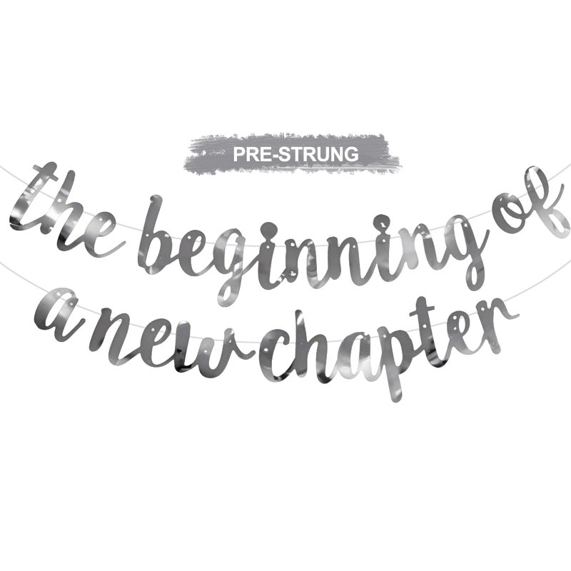 BEISHIDA Double-Sided Silver The Beginning of A New Chapter Banner,Farewell Book Themed Housewarming Party Congratulations Decorations,Going away party Retirement Garland,Graduation Sign 2025 Banner - Image 1